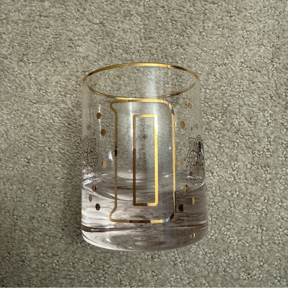 Anthropolgie Bistro “D” Tile Old Fashioned Glass Cup